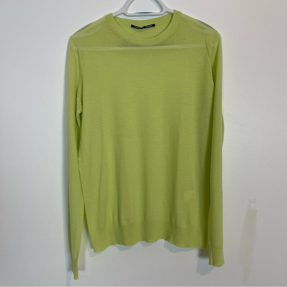 Proenza Schouler sweater lightweight wool lime green long sleeve crew neck SZ L - Picture 1 of 8